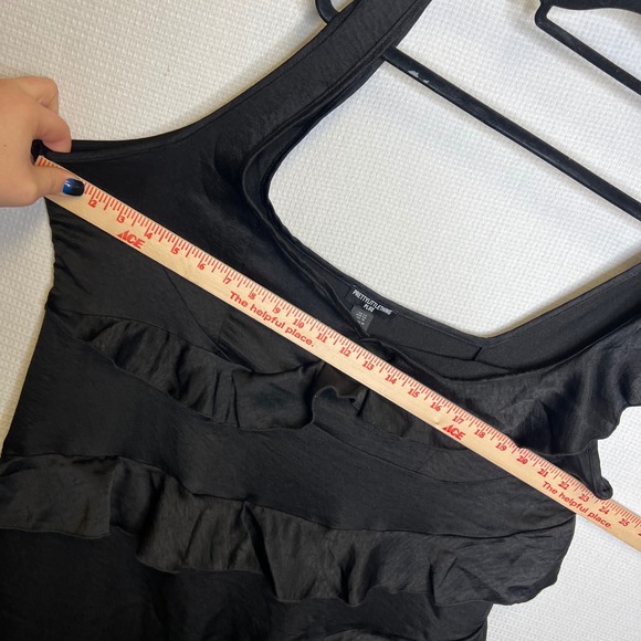 PRETTYLITTLETHING PLUS Black Ruffle Tank Dress Size US 18 Slit - Picture 6 of 8